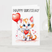 Schönes kleines Kitty Cat Happy Birthday Karte (Vorderseite)