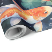 Schönes Koi in Wasserlilie Gartenmuster Geschenkpapier (Rolleneckpunkt)