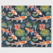 Schönes Koi in Wasserlilie Gartenmuster Geschenkpapier (Flach)