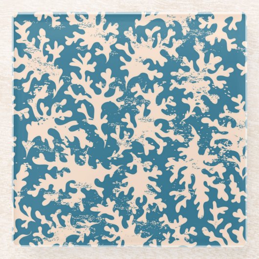 Schönes Korallenmuster Glasuntersetzer (Vorderseite)