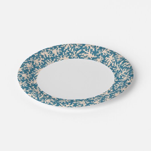 Schönes Korallenmuster Pappteller (Schrägansicht)