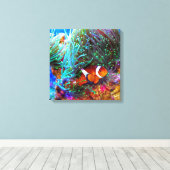 Schönes Korallenriff mit Clownfisch Leinwanddruck (Insitu (Holzboden))
