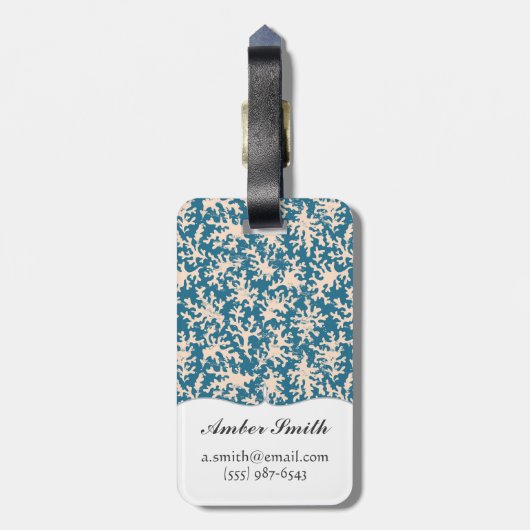 Schönes korallenrotes Muster Gepäckanhänger (Rückseite vertikal)