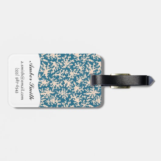 Schönes korallenrotes Muster Gepäckanhänger (Rückseite horizontal)