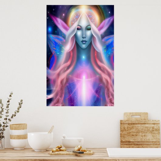 Schönes Kosmisches Angel Goddess Poster (Küche)