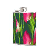 Schönes kühl rosa & grün Calla Lilly Florals Flachmann (Links)