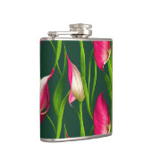 Schönes kühl rosa & grün Calla Lilly Florals Flachmann (Rechts)