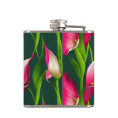 Schönes kühl rosa & grün Calla Lilly Florals Flachmann (Rückseite)
