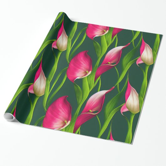 Schönes kühl rosa & grün Calla Lilly Florals Geschenkpapier (Ungerollt)