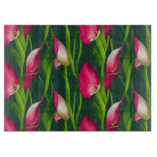 Schönes kühl rosa & grün Calla Lilly Florals Schneidebrett (Vorderseite)