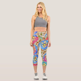 Schönes künstlerisches Mosaik handgezeichnetes Mus Capri Leggings