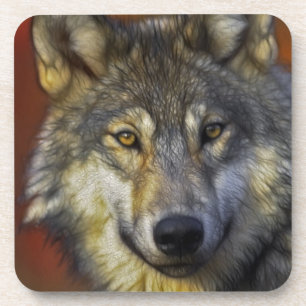 Schönes künstlerisches Porträt des grauen Wolfs Getränkeuntersetzer