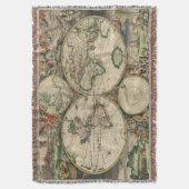 Schönes Kunstwerk Vintage Alte-Welt-Karten Decke (Vorderseite Vertikal)