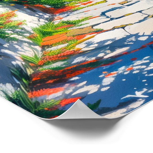 Schönes Küstendorf im Sommer Poster (Ecke)