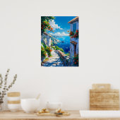 Schönes Küstendorf im Sommer Poster (Küche)