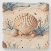 Schönes Küstenschiff Rustikal Stilvolles Elegant Steinuntersetzer (Vorderseite)