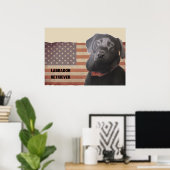 Schönes Labrador Retriever American Flag Poster (Heimbüro)