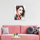 Schönes Lady Ink Portrait Leinwanddruck (Insitu (Wohnzimmer))