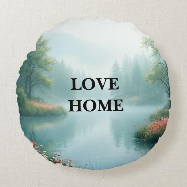 Schönes Lake Round Pillow Rundes Kissen (Vorderseite)