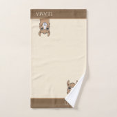 Schönes Lama auf Beige & Brown Badhandtuch Set (Handtuch)