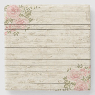 Schönes Land-Shabby Chic-rustikales Holz Steinuntersetzer