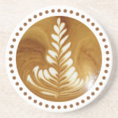 Schönes Latte Floral Leaf Sandstein Tree Getränkeuntersetzer (Vorne)