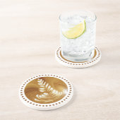 Schönes Latte Floral Leaf Sandstein Tree Getränkeuntersetzer (Seite)