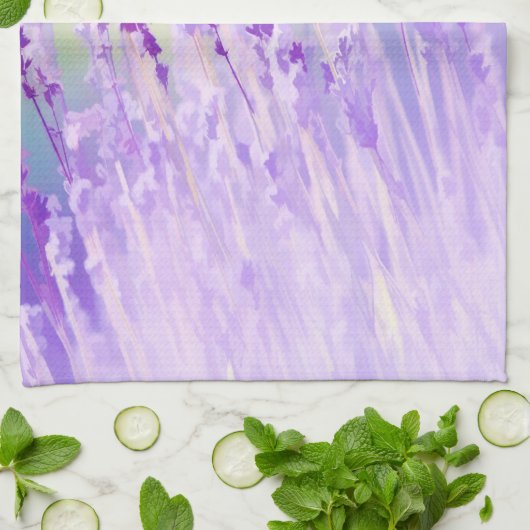 Schönes Lavendel Blume Feld oder Wiese Lila Geschirrtuch (Gefaltet)