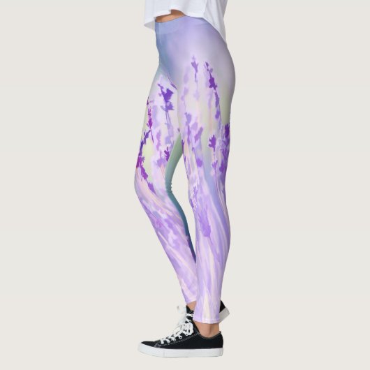 Schönes Lavendel Blume Feld oder Wiese Lila Leggings (Links)