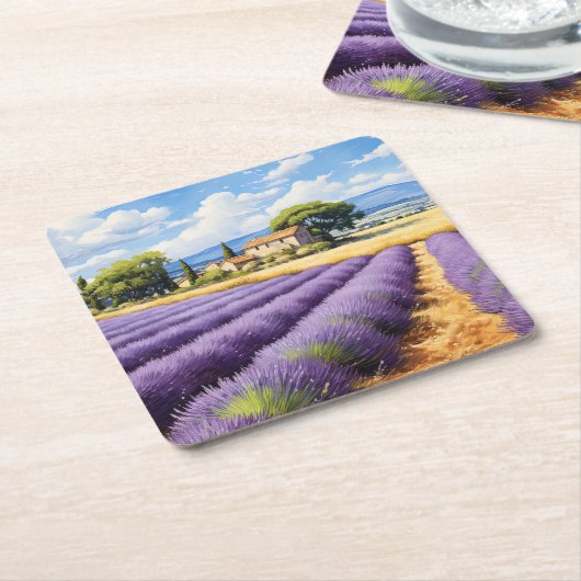 Schönes Lavendelfeld in der Provence, Frankreich Rechteckiger Pappuntersetzer (angewinkelt)