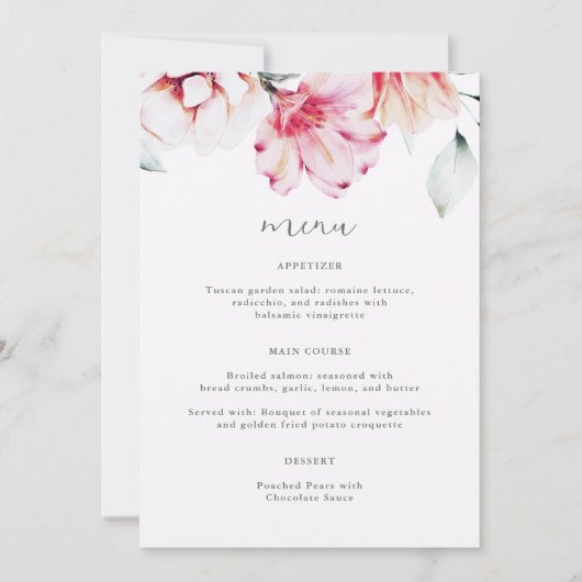 Schönes Lavender farbenfrohe Blumenmenü (Vorderseite)