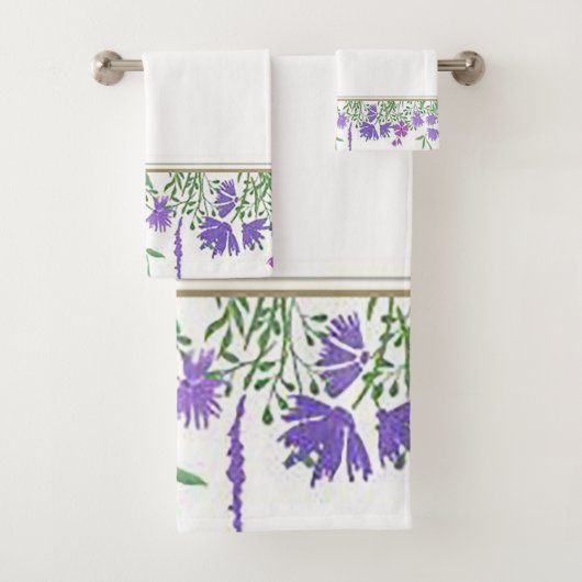 Schönes Lavender Gemustert Design Badetuch Set (Insitu)