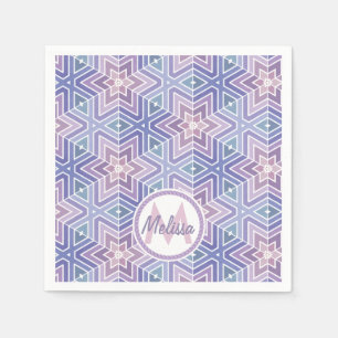 Schönes Lavender Geometric Star Maze Muster Serviette