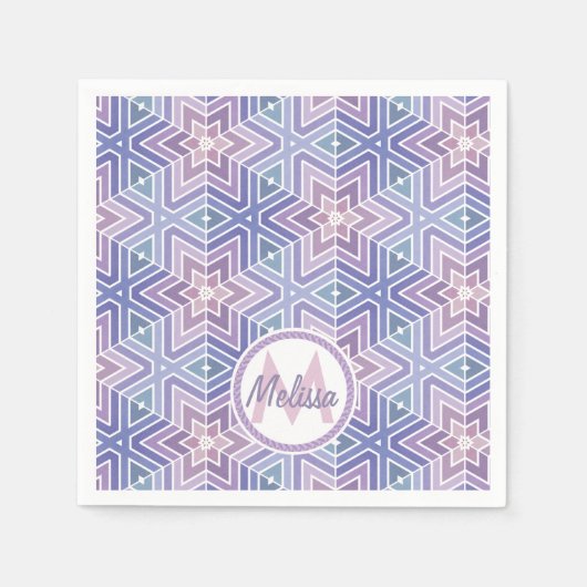 Schönes Lavender Geometric Star Maze Muster Serviette (Vorderseite)