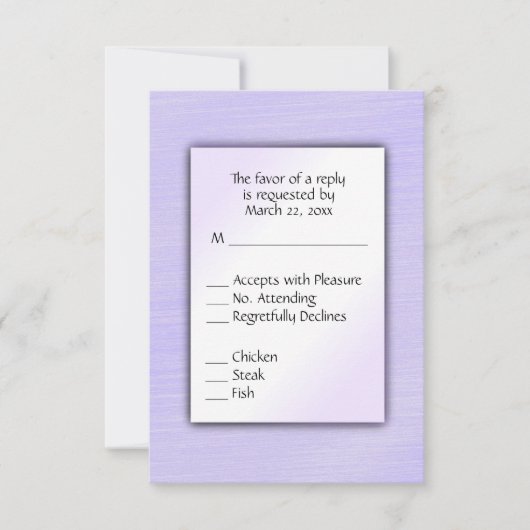 Schönes Lavender Menü Wahl Hochzeit RSVP (Vorderseite)