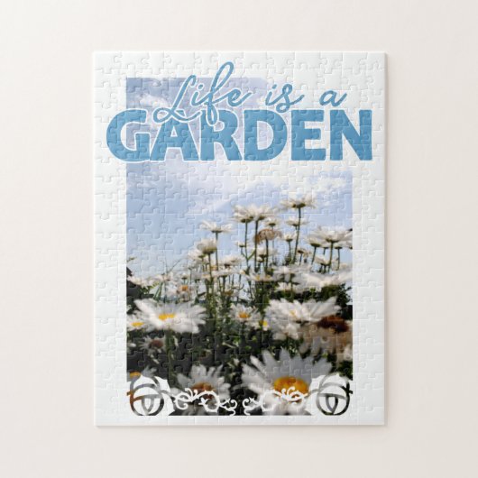 Schönes Leben ist ein Garden Quote Sky Blue Daisie Puzzle (Vertikal)