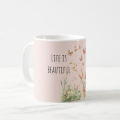 Schönes Leben Pfirsich Schmetterlinge Kaffeetasse (Vorderseite Links)