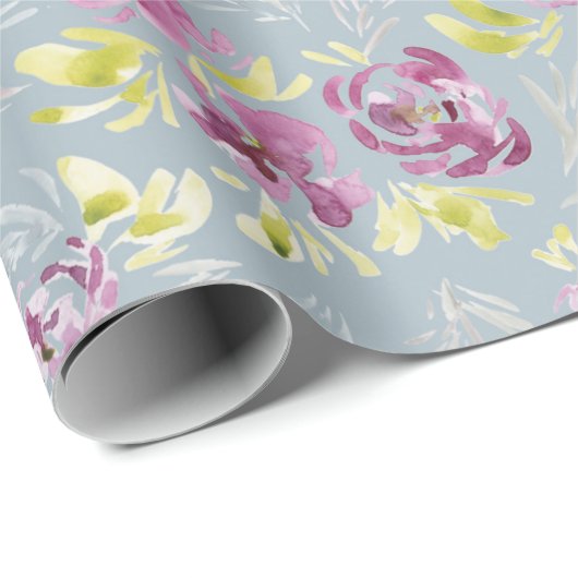 Schönes, lebendiges lila Aquarellmuster Blume Must Geschenkpapier (Rolleneckpunkt)