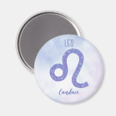 Schönes Leo Astrologie Zeichen Personalisiert Lila Magnet (Vorderseite/Rückseite)