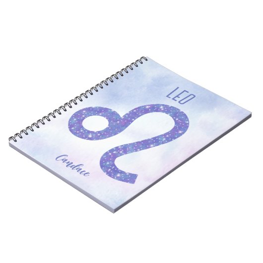 Schönes Leo Astrologie Zeichen Personalisiert Lila Notizblock (Linke Seite)
