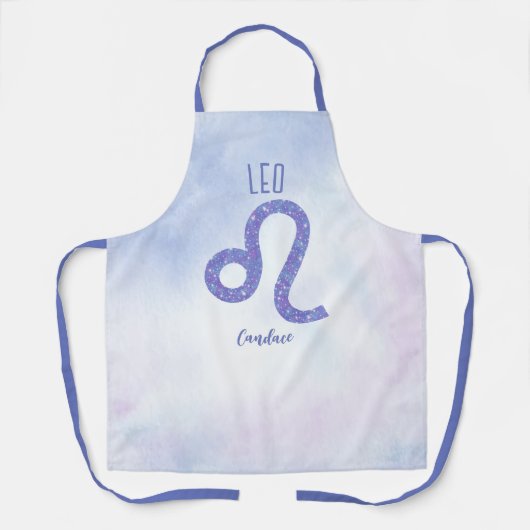 Schönes Leo Astrologie Zeichen Personalisiert Lila Schürze (Vorderseite)