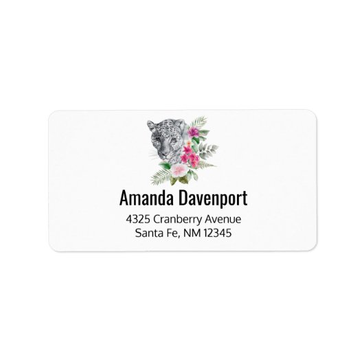 Schönes Leopard Head Portrait in Wasserfarbe Adressaufkleber (Vorne)