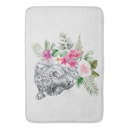 Schönes Leopard Head Portrait in Wasserfarbe Badematte (Vorderseite Vertikal)