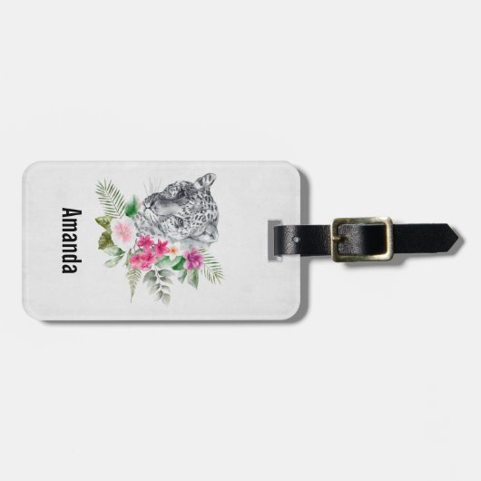 Schönes Leopard Head Portrait in Wasserfarbe Gepäckanhänger (Vorderseite horizontal)