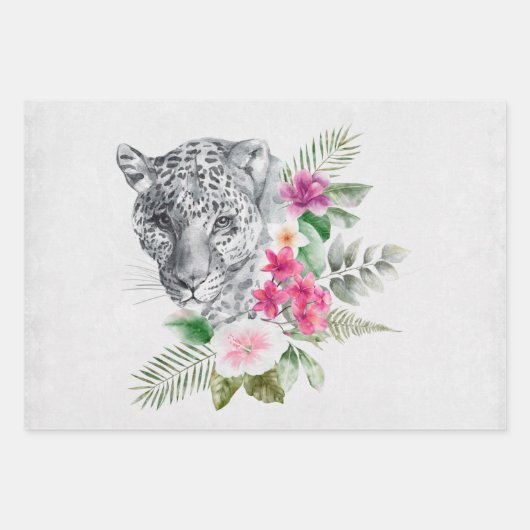 Schönes Leopard Head Portrait in Wasserfarbe Geschenkpapier Set (Vorderseite 3)