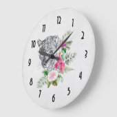 Schönes Leopard Head Portrait in Wasserfarbe Große Wanduhr (Winkel)