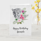 Schönes Leopard Head Portrait in Wasserfarbe Karte (Gelbe Blume)