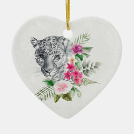 Schönes Leopard Head Portrait in Wasserfarbe Keramik Ornament