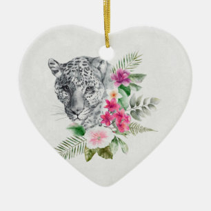 Schönes Leopard Head Portrait in Wasserfarbe Keramik Ornament