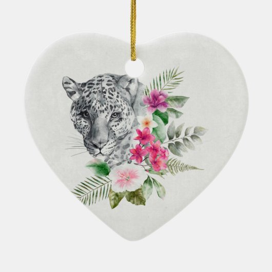 Schönes Leopard Head Portrait in Wasserfarbe Keramik Ornament (Hinten)